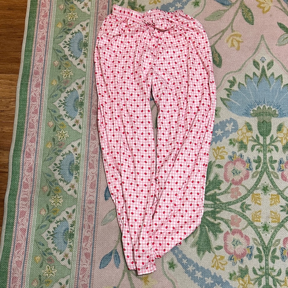 Pink strawberry gingham pj Lounge Pants